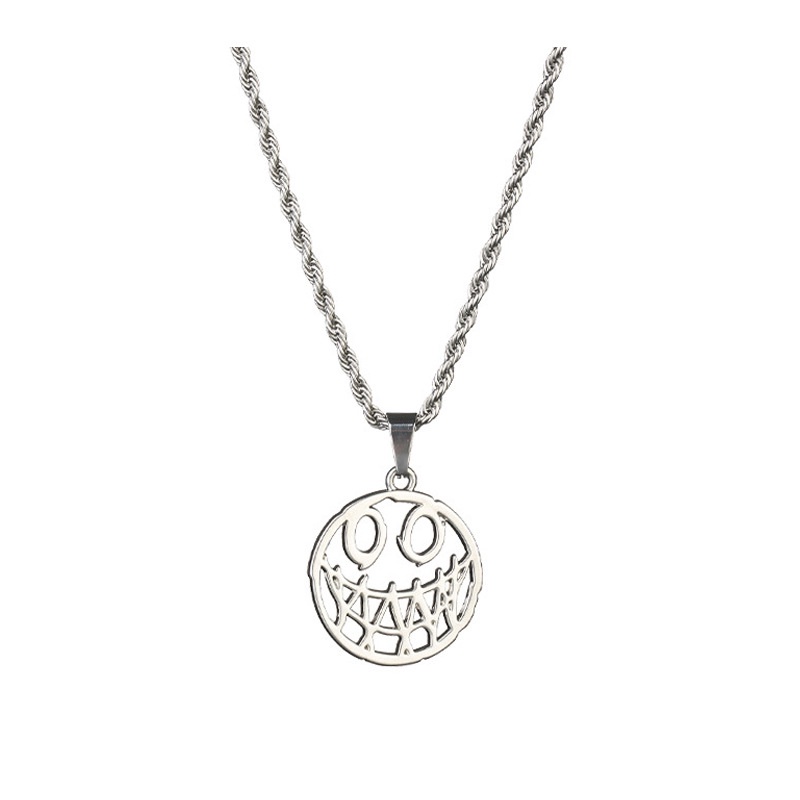 Gaya Korea titanium steel setan Smiley kalung in hipster pria dan wanita disco hip hop liontin Hong