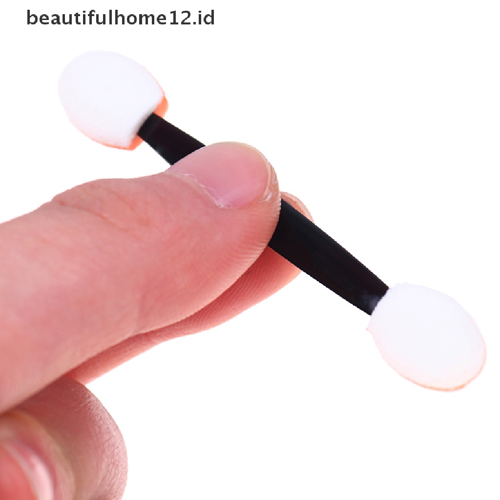 (Beautifulhome12.Id) 100pcs / Set Brush Eyeshadow Kepala Ganda Sekali Pakai Untuk Makeup / Kosmetik Wanita