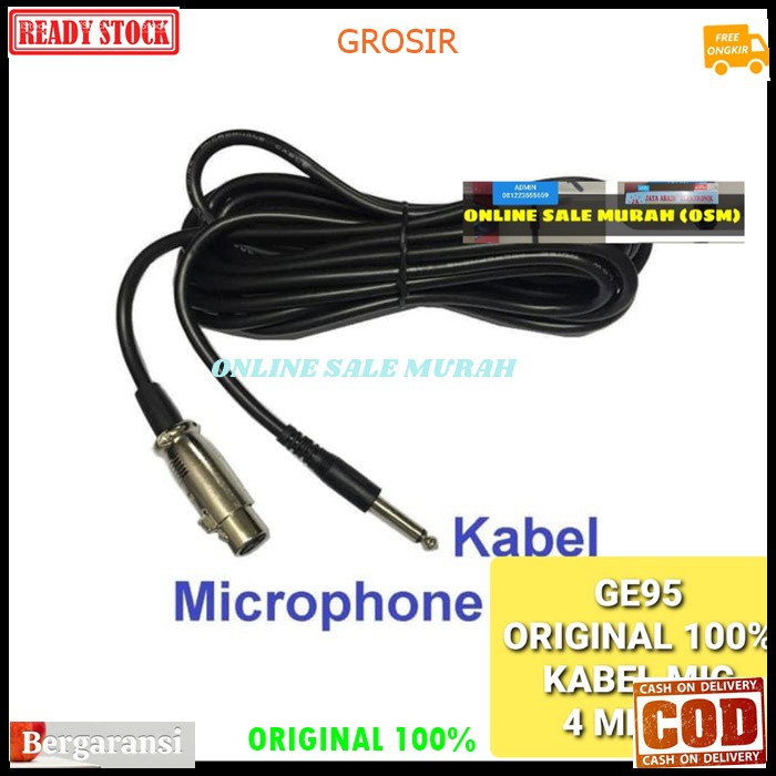 G95 Kabel mic cable mik 4 meter ORIGINAL 100% microphone mikrophone dynamic profesional karaoke vocal vokal G95  Bisa BUAT SEGALA MIC KABEL  Spesifikasi Panjang 4 meter Jack koneksi T/S male to XLR female Unbalanced Warna Hitam G95