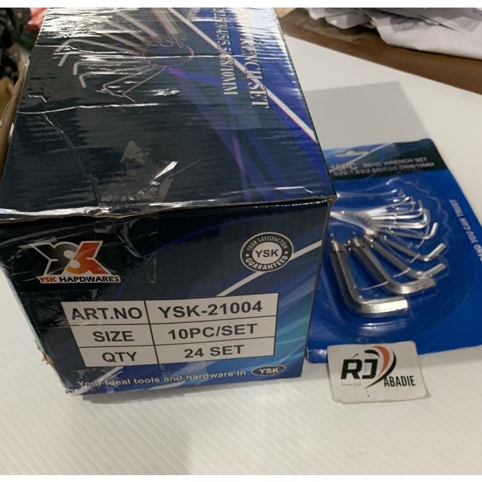 [24SET] Kunci L 10pcs Putih Bend Wrench Set Chrome YSK 2100