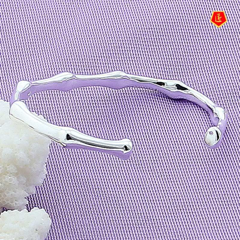 [Ready Stock]Bamboo Shape Silver Opening Bracelet