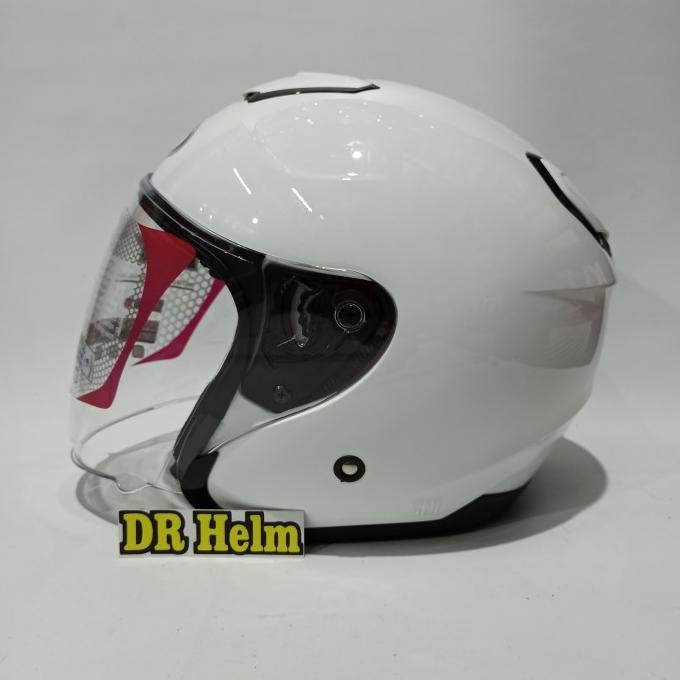 helm half face helm kyt kyoto solid white half face putih polos