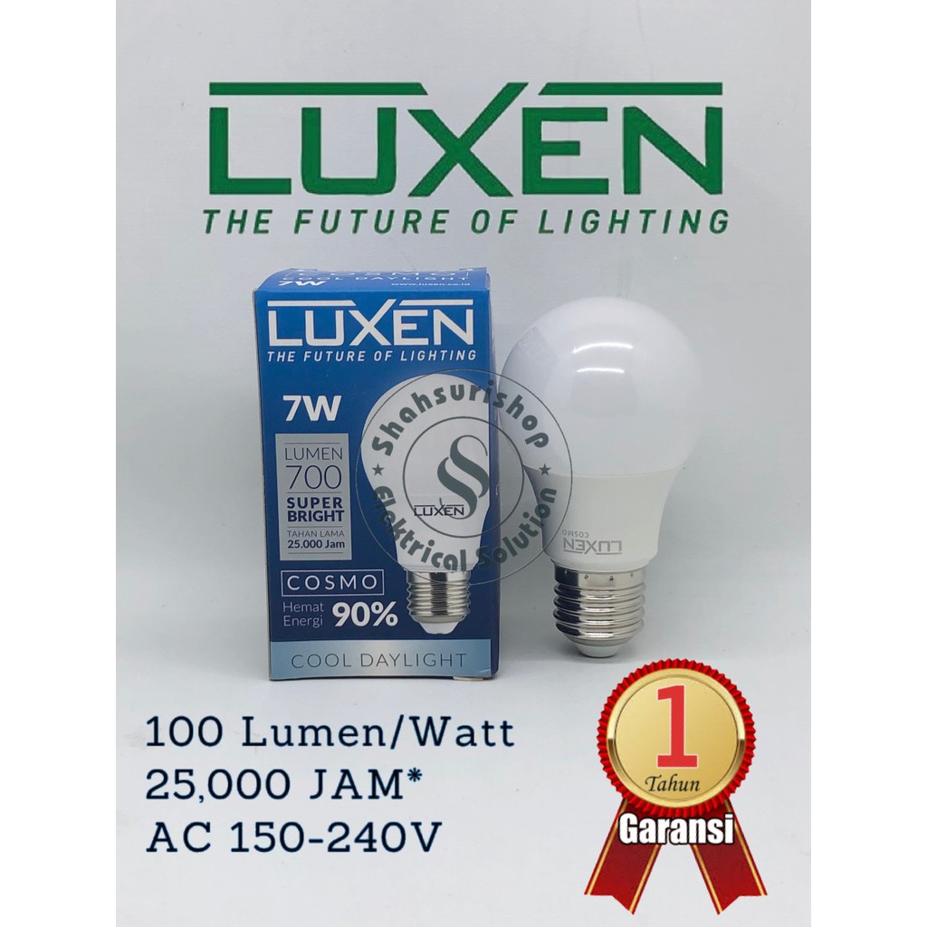 LAMPU LED BULB MURAH LUXEN 7W 7 W WATT COSMO GARANSI 1 TAHUN