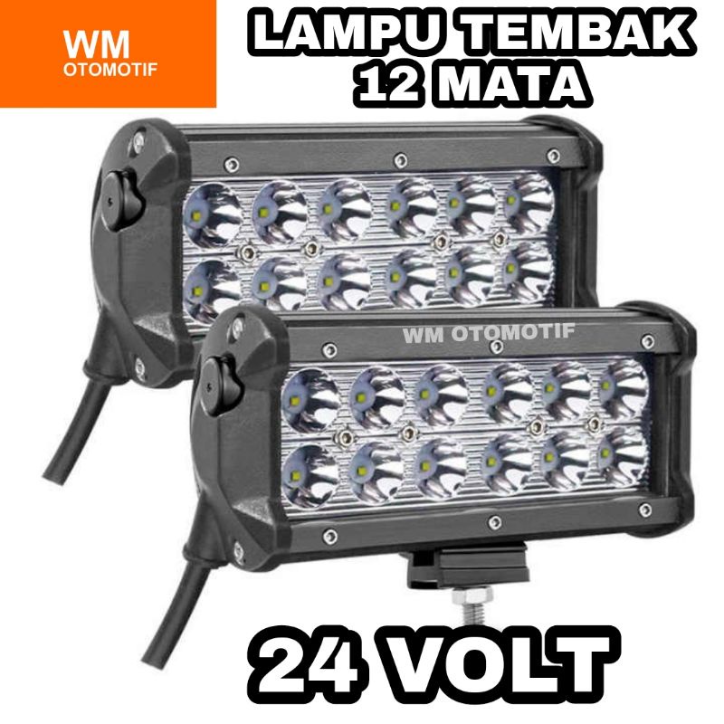 Lampu Tembak 24 Volt LED CWL 12 Mata BESI CREE Truk Bus Canter Tronton PLX Flood Spot Sorot Laser Super Bright Offroad Truck Bis Fuso Bar Cree LightBar Work Light Motor Mobil UTV ATV Skuter Pabrik Alat Berat Putih Waterproof Panjang Alluminium