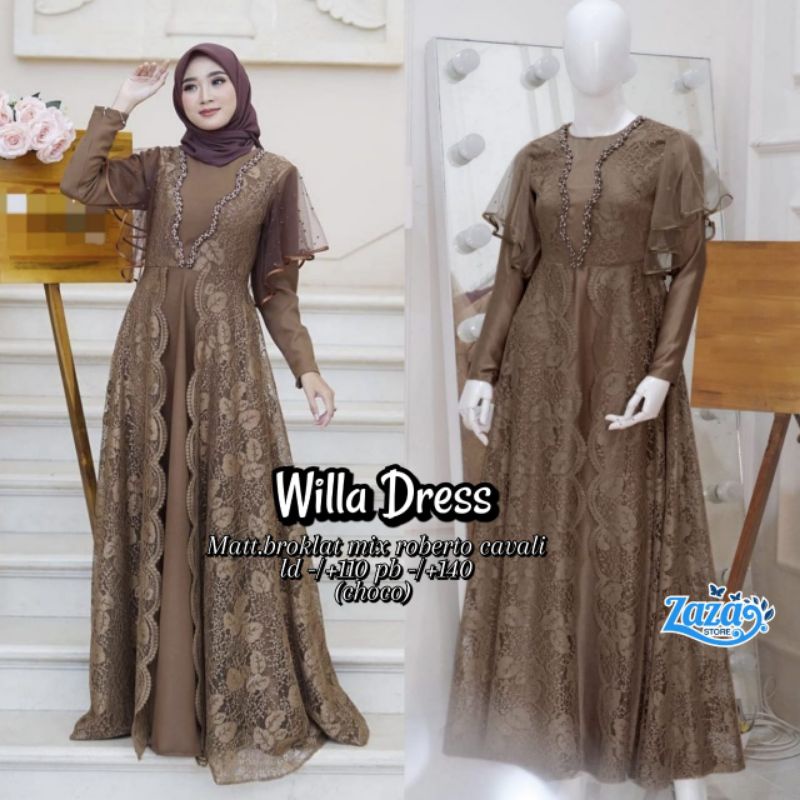 BAJU PESTA BROKLAT/BAJU KONDANGAN/BAJU KONDANGAN LD 110/WILLA DRESS BY ZAZA FASHION HQ