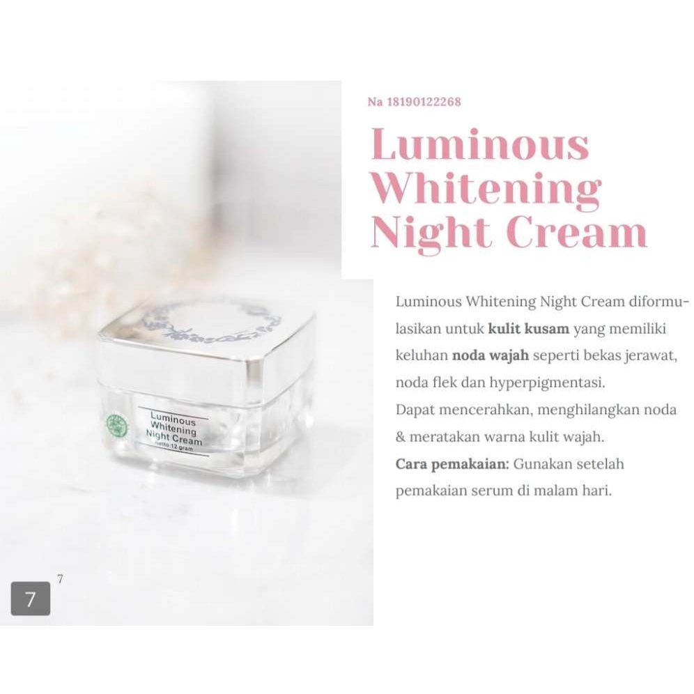 MS Glow Night Cream Luminous Whitening GIRLSNEED77 Krim Malam Membantu Memudarkan Noda di Wajah