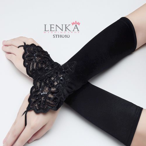 [READY STOCK] AKSESORIS WEDDING BRIDAL GLOVES HITAM PENGANTIN WANITA STH010