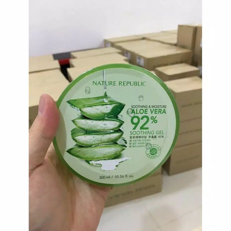 (COD) 100℅ ORIGINAL KOREA NATURE REPUBLIC Aloe Vera 92% Soothing Gel - 300ml