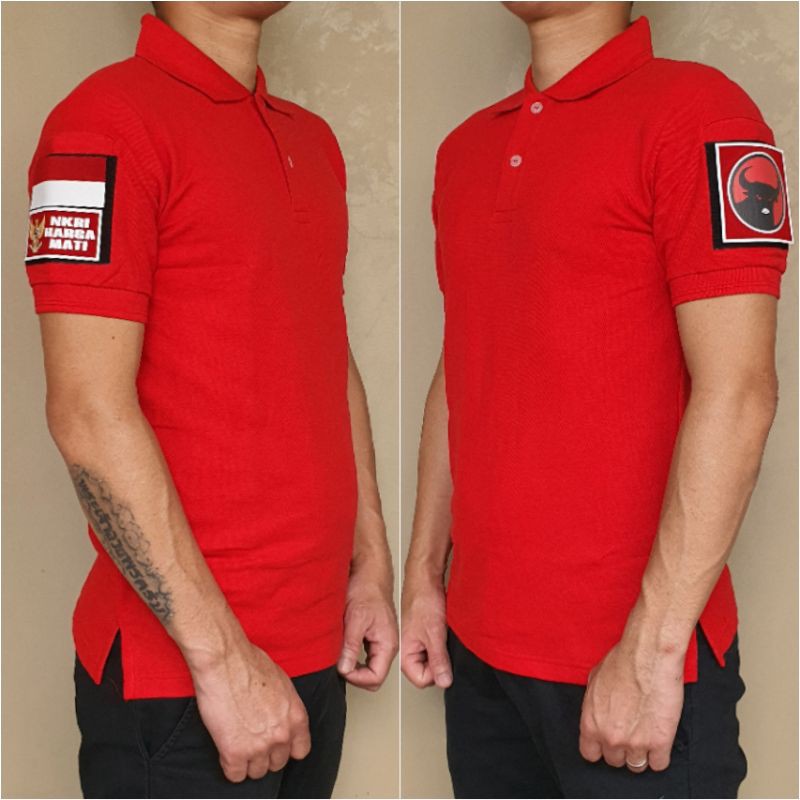 Kaos Polo Tactical Partai PDIP free 3pcs Emblem Velcro Tempelan