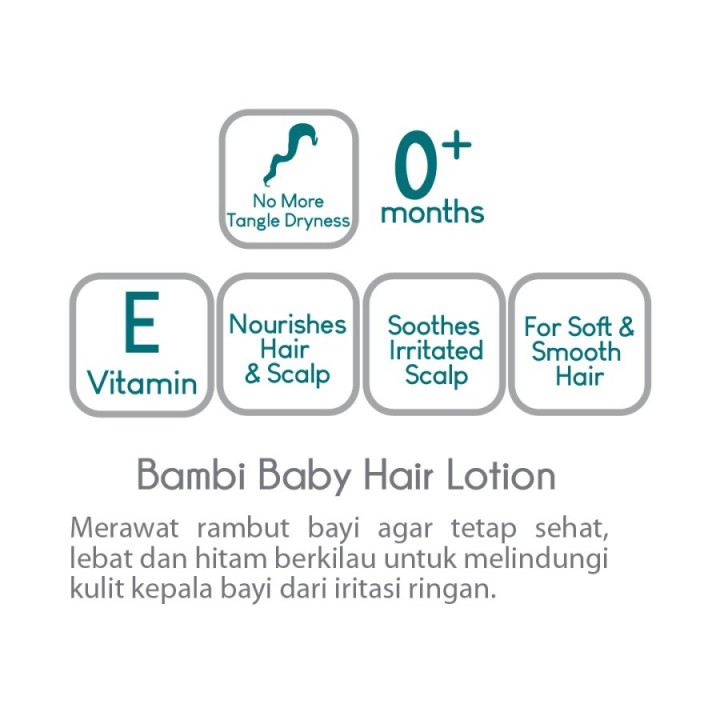 Bambi Baby Hair Lotion With Kemiri - 100mL | Candlenut Oil | Losion Rambut Bayi