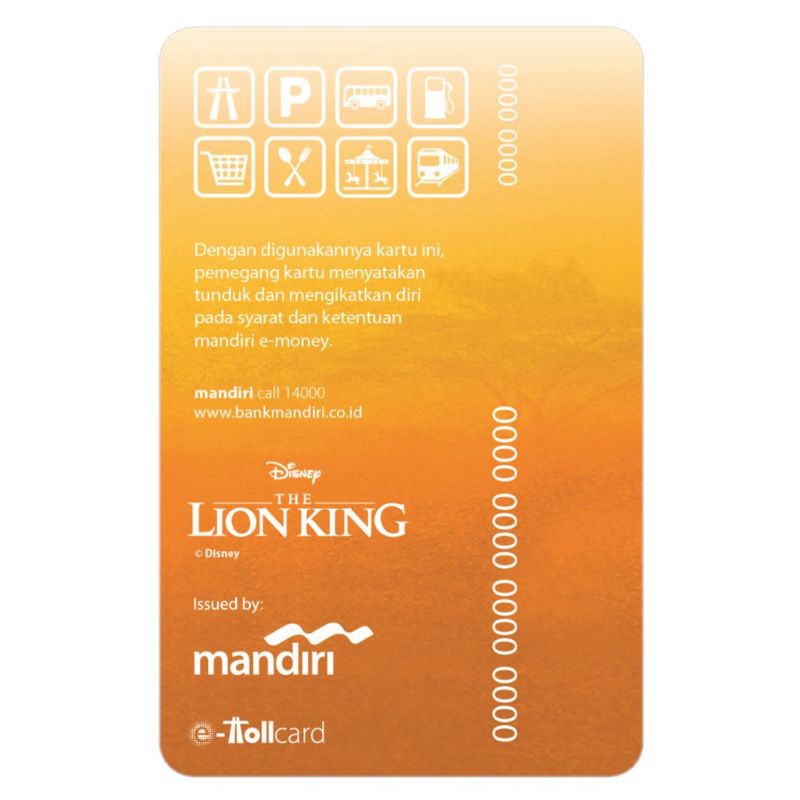 Mandiri eMoney The Lion King - Simba Black &amp; White ORI /Like eTOLL Tapcash Flazz or Brizzi