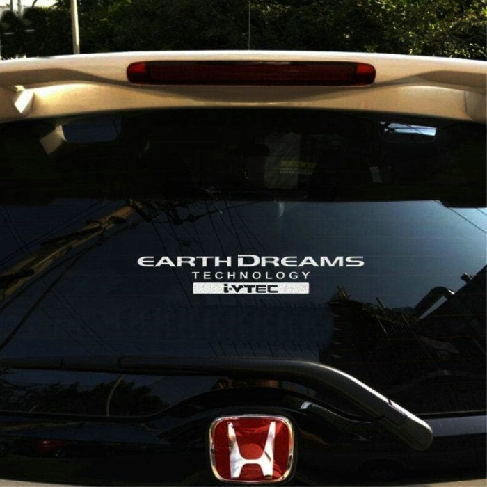 sticker i vtec sticker mobil honda i vtec earth dreams - Putih Keren