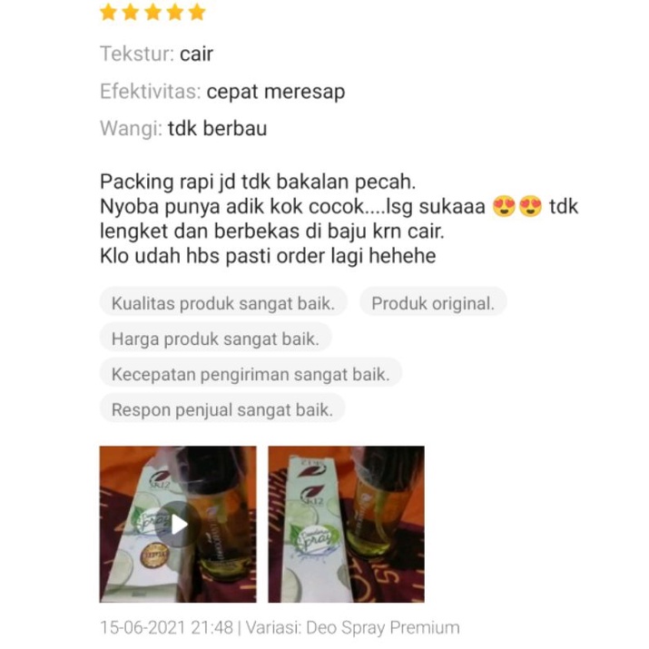 DEODORANT SPRAY SR12 BPOM AMAN /AMPUH HEMPAS BAU BADAN NON ALKOHOL /  MENCERAHKAN KETIAK / DEO TAWAS