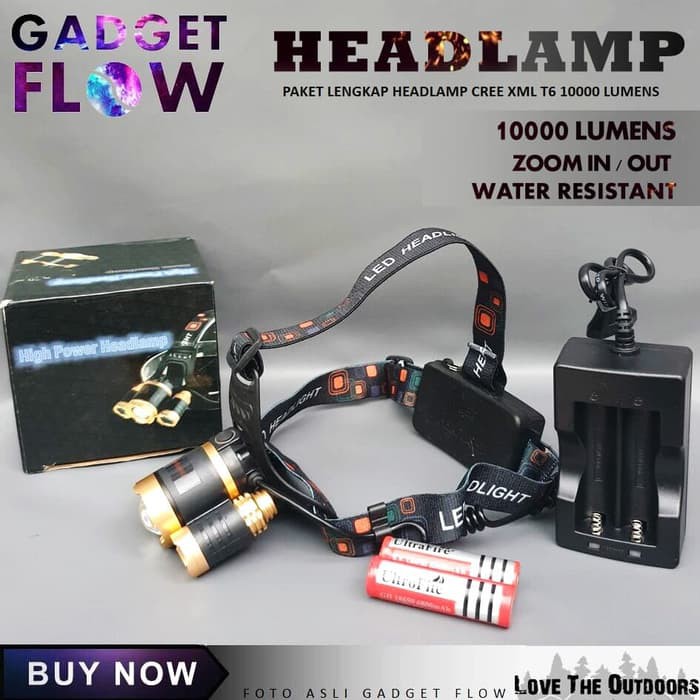 al117 Senter Kepala Headlamp Waterproof LED T6 10000 Lumen (- SUPER