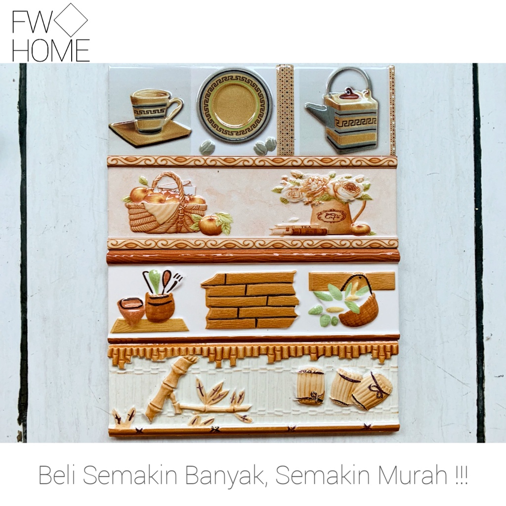 Lis Keramik Dinding Dapur Timbul Ukuran 8x25 cm Import 2