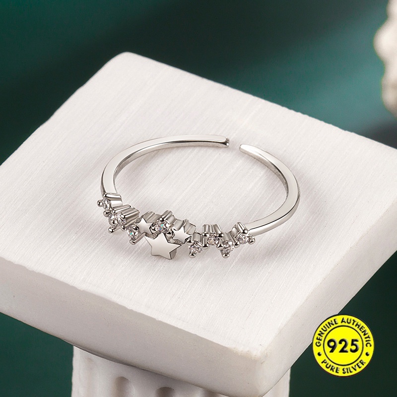 Cincin Model Terbuka Desain Meteor Bahan S925 Silver