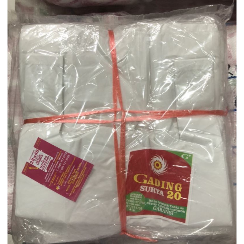 Kresek Dus Putih 35x52cm GADING / Kantong Kresek Gading 35cm / Kresek Putih Dus Nasi