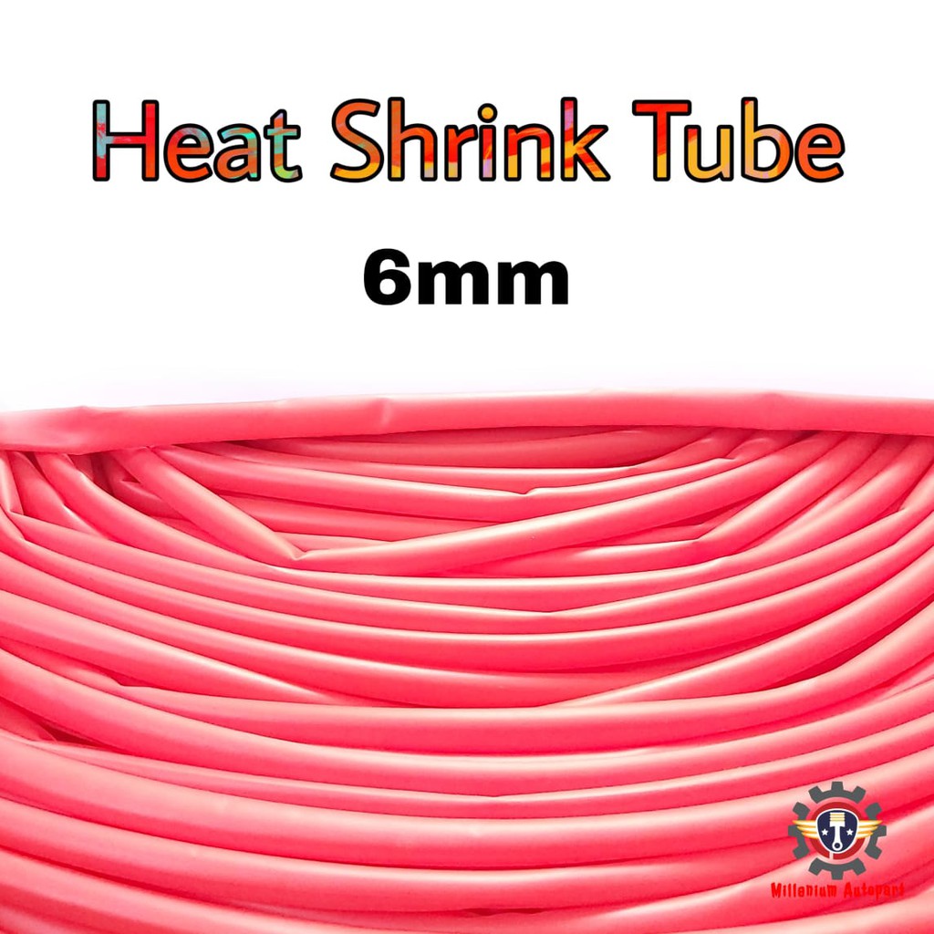 Heat Shrink Tube 6mm Selongsong Bakar Selang Bakar 1meter - Hitam - Merah