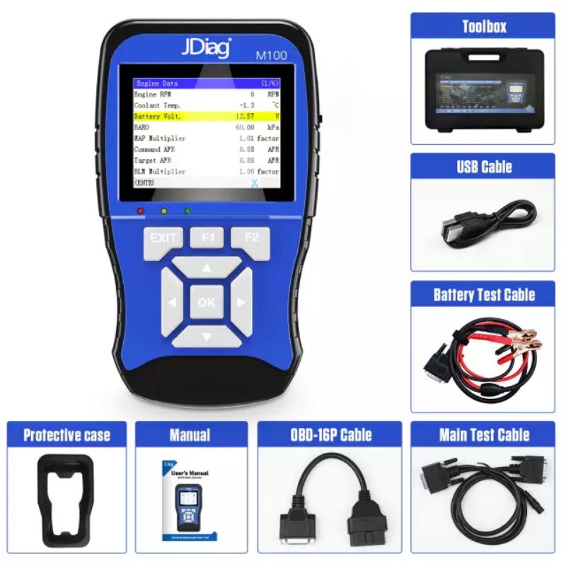 JDiag M100 Scanner injeksi motor Obd1 dan obd2 bisa seting CO dan reset ISC-2