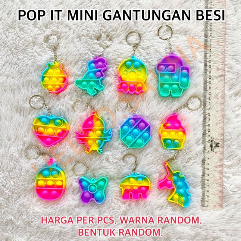 MAINAN POP IT KECIL MINI 7-8 CM LOVE APEL KUPU BERUANG BEAR DADU WARNA WARNI GROSIR GANTUNGAN KUNCI KEYCHAIN RAINBOW GELANG POP IT-1