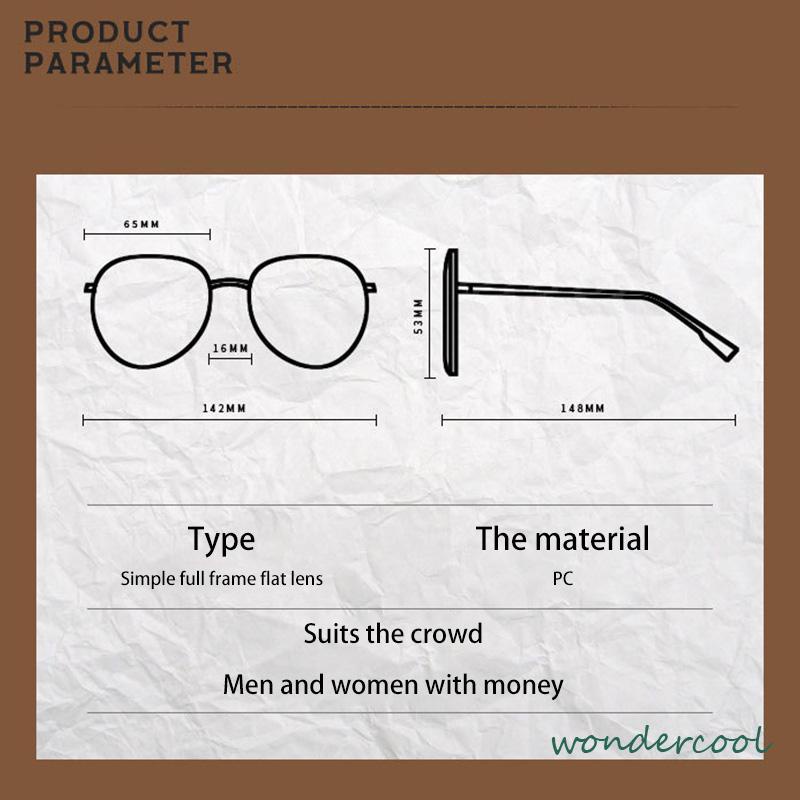 Bingkai Oval Kacamata Polos Kacamata Polos Berpose Bentuk Cekung Kacamata Pemblokir Cahaya Biru-Won