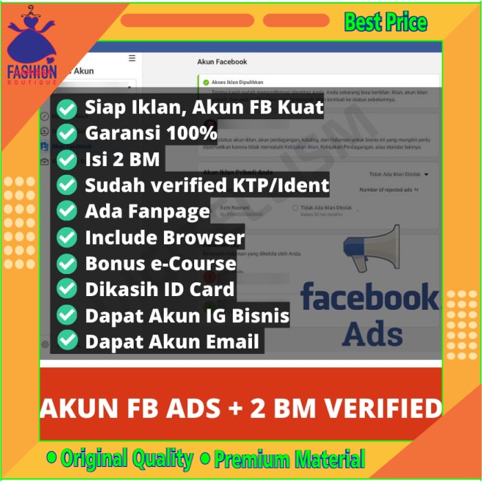 [Carissa] Promo Tanpa Ongkir Akun Iklan Facebook Sudah Verified, Dipulihkan/Reinstead + 2 Bm Siap