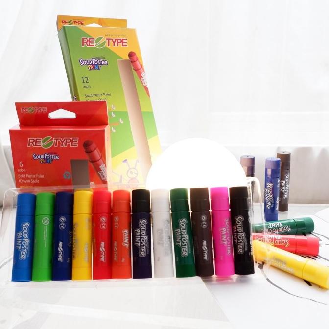 

[TERMURAHHH] Retype 12pcs solid poster paint crayon Oil Based Aman Anak Kids safe