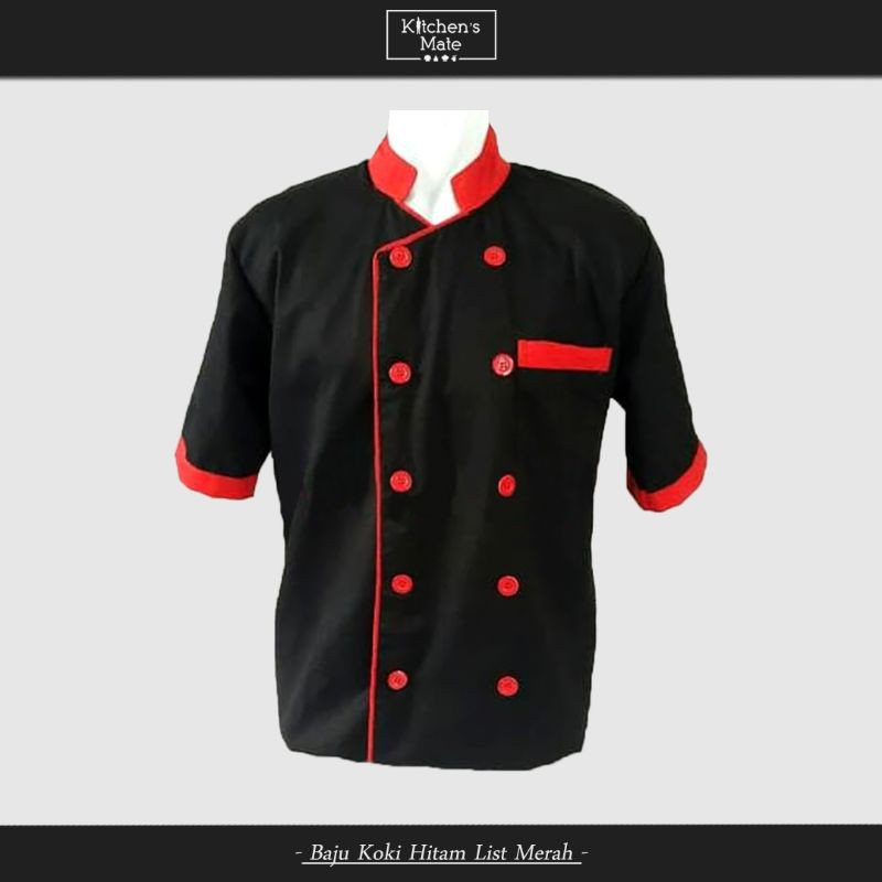 Baju Koki Hitam Lis Merah