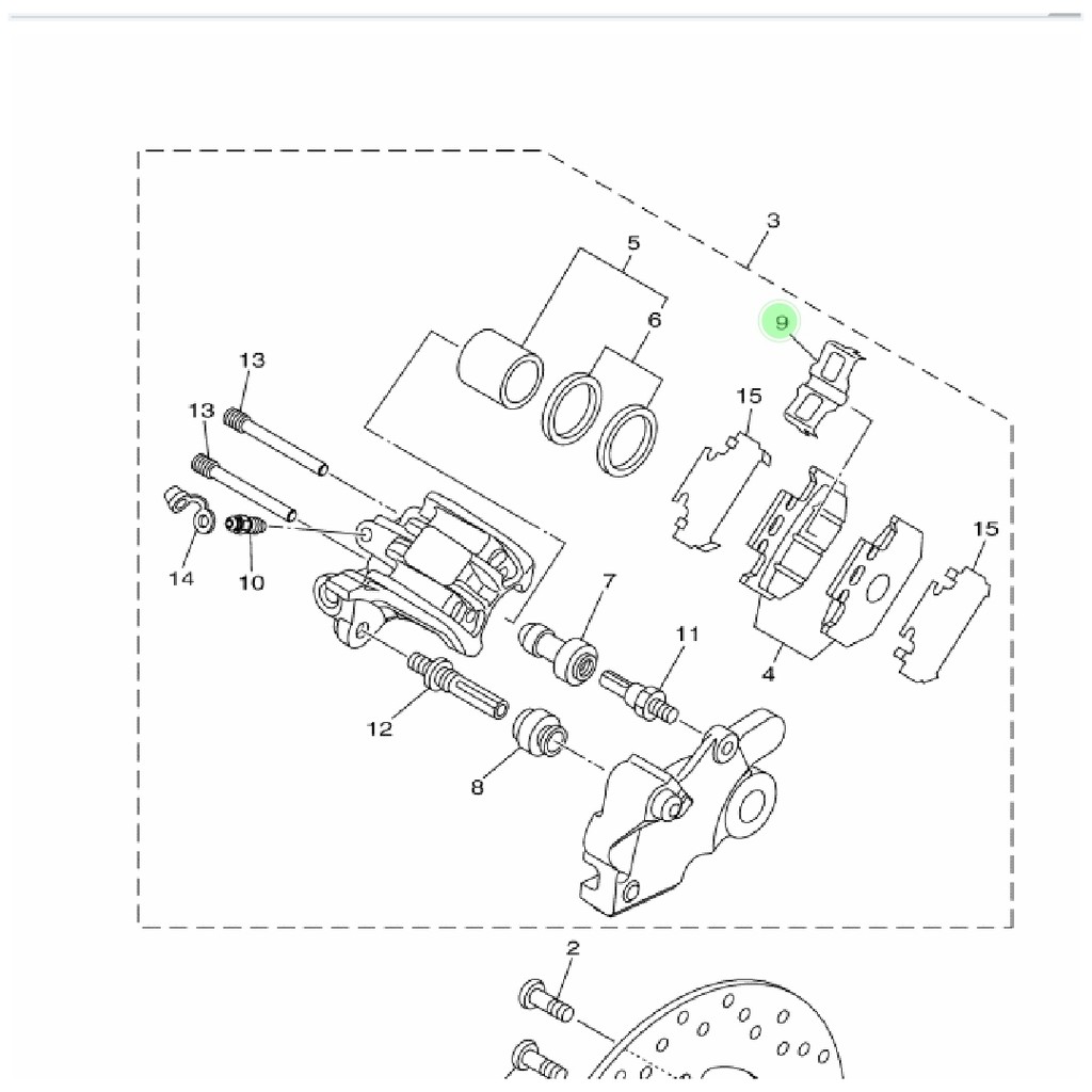 PLAT KALENG SUPORT SPRING PAD KALIPER BELAKANG NEW R15 VVA V3 MT15 XSR VIXION R WR 155 YZ ORIGINAL YGP 3SP-25919-51