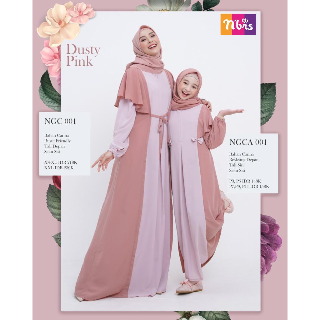 NIBRAS GAMIS NGC 001 NGCA 001A GAMIS COUPLE IBU & ANAK BAHAN CARINA [BISA COD]