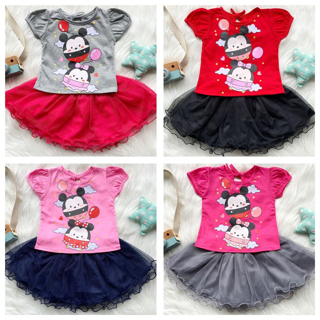 setelan anak perempuan bayi kaos rok perempuan 0 6 12 bulan tsum tsum tutu set SNOW WHITE princess baju anak perempuan