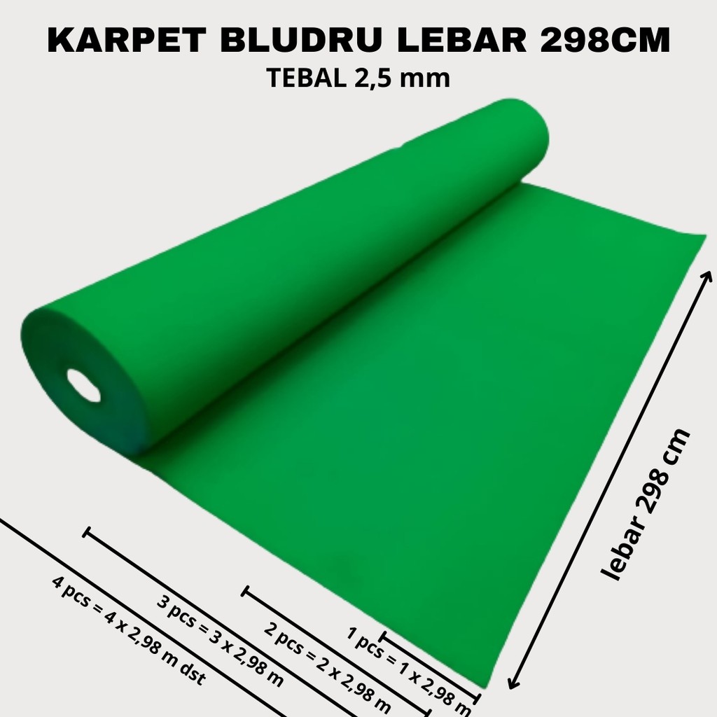 BAROKAH Karpet Bludru 100 cm x 300 cm [METERAN] Bulu Polos, Murah, Pameran, Exhibition, Alas duduk, 
