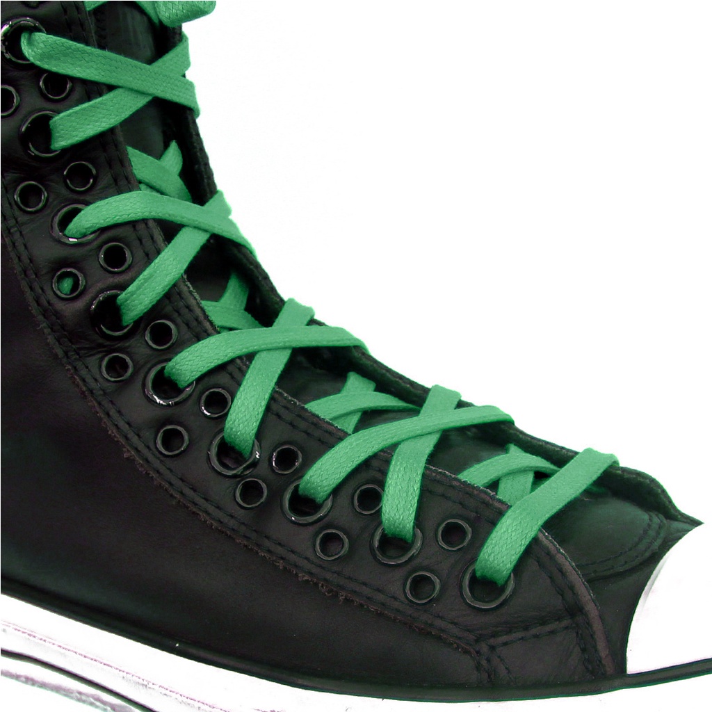 MR Shoelaces FT57 Light Green Hijau Muda - Tali Sepatu Lilin 6mm Gepeng Flat Pipih (Waxed Laces) 90cm 120cm 150cm 200cm - Premium Shoelace