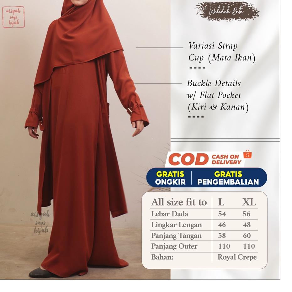 『IMPORT』 Aisyah Says Hijab - Walidah Outer Oter Otter Owter Outter Lengan Panjang Wanita Syari Fashi