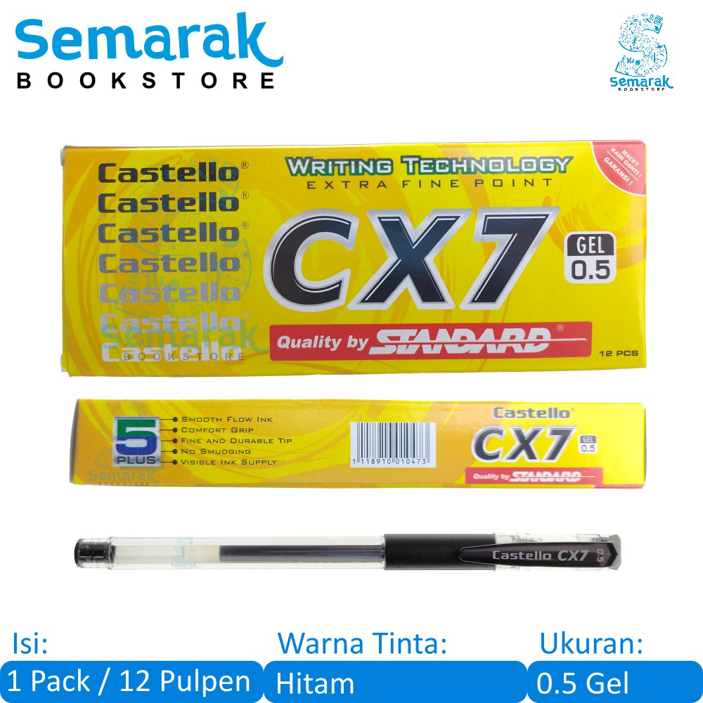 

Standard Castello CX7 Pulpen Gel 0.5 [1 Pack / 12 Pcs]