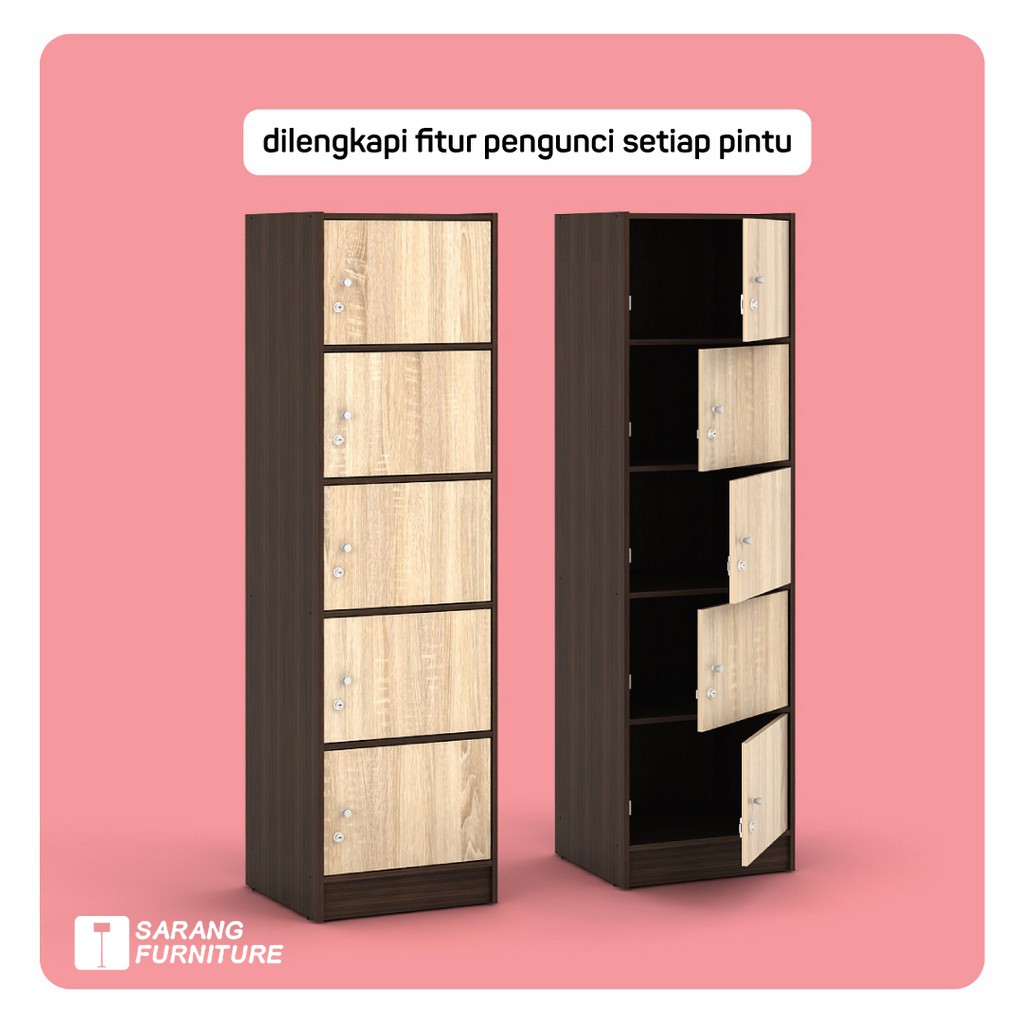 Rak Buku 5 Susun Dengan Kunci Lemari Susun Buffet Grace 1402 RSG 5 Susun dengan kunci