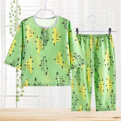 (6Bln-4thn) COD Setelan Baju Tidur Anak  Bahan Organik / Baju Organik Anak / Setelan Baju Tidur Anak Lengan Pendek Unisex / Setelan Piyama Anak Import -PY18