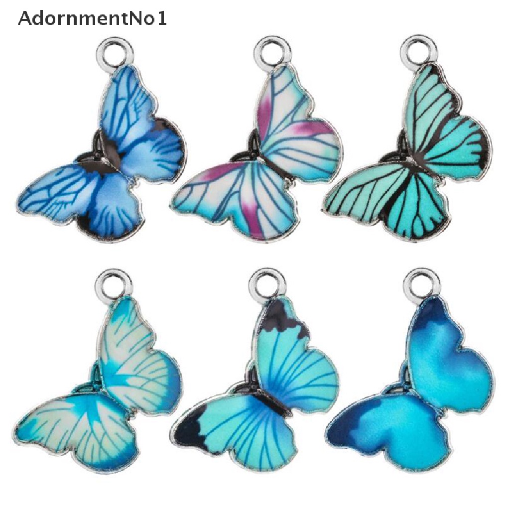 (AdornmentNo1) 10pcs / Set Liontin Enamel Bentuk Kupu-Kupu Biru Untuk Membuat Perhiasan DIY