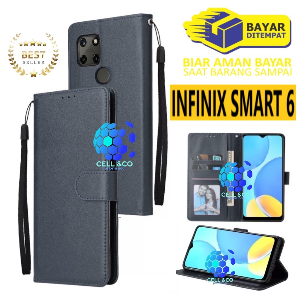 NEW INFINIX SMART 6 CASE FLIP LEATHER WALLET PREMIUM FLIP CASE BUKA TUTUP KESING HP CASING FLIP CASE WALLET INFINIX SMART 6