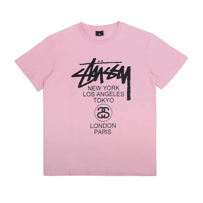 Unik Stussy World Tour T-Shirt Pink - XL Murah