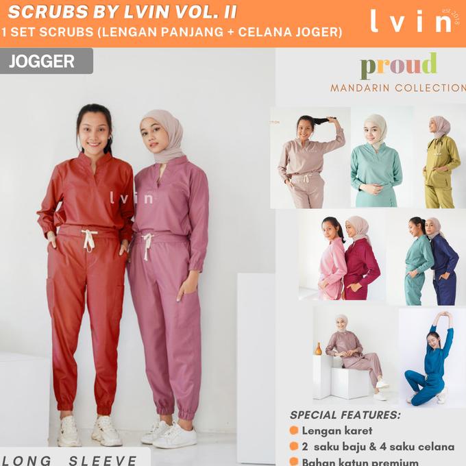 [ Lvin ] Mandarin Collar Baju OKA Joger Lengan Panjang / Baju Jaga OK