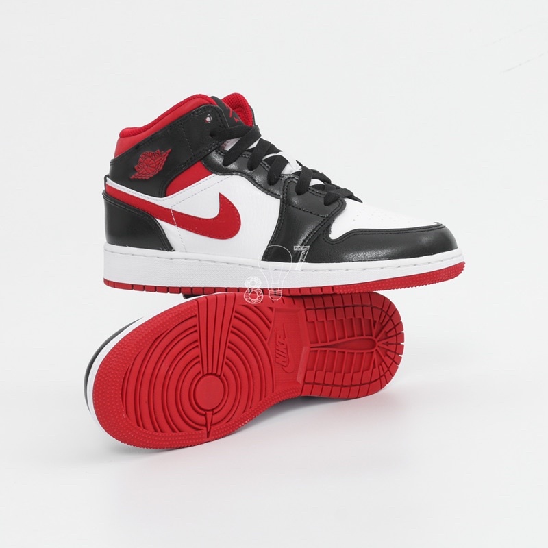 Air Jordan 1 Mid Black Gym Red GS Women