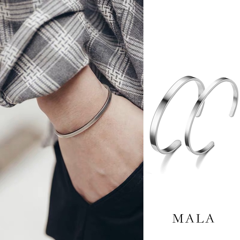 Gelang Bentuk C Bahan Titanium Steel Gaya Korea Untuk Unisex