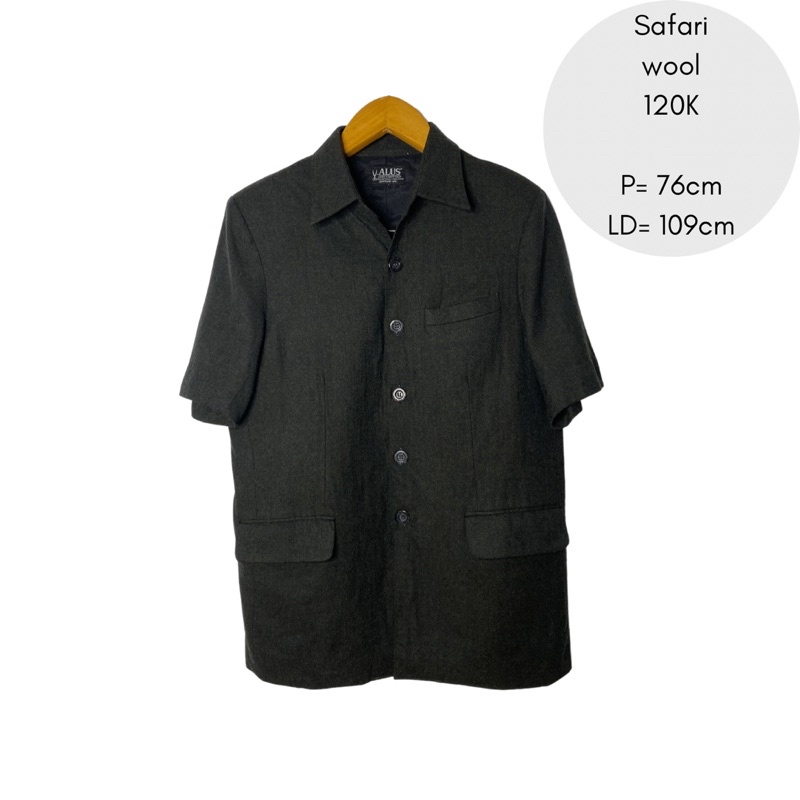 baju safari kondangan pria jas wool abu tua bekas second preloved thrift