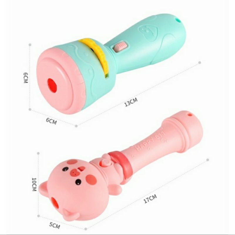 Mainan Proyektor Senter Gambar Flashlight Projection Torch Lamp Theater Story Book Anak Early Education Animal Baby Kid Toy Night Sleeping