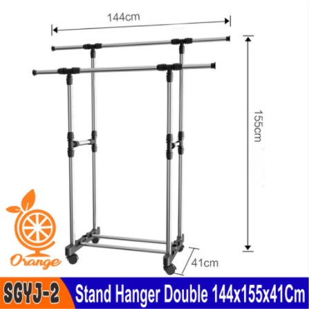 Stand Hanger DGYJ dan SGYJ Gantungan Baju Singel Roda 4 Ukuran 144cmX160cm