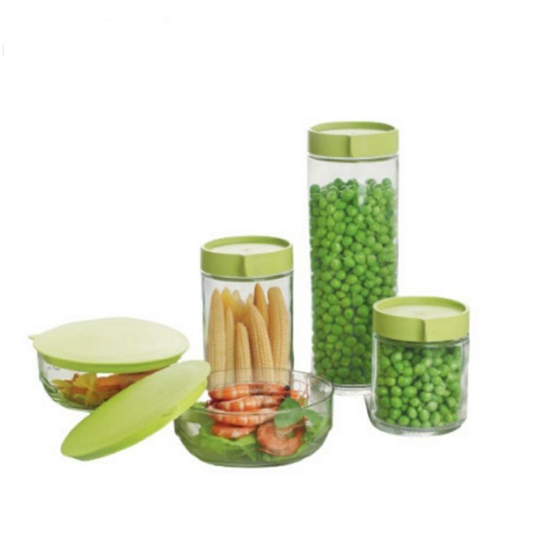 Toples Mangkok Kaca Glassware Set 5pcs Glass Jar Bawl Topled Serbaguna