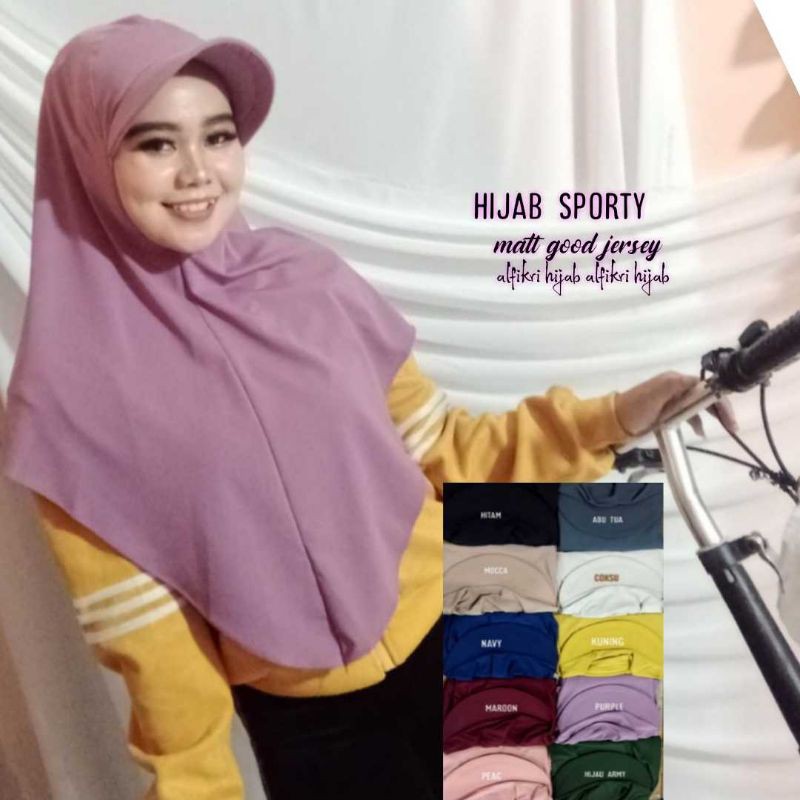 hijab sport kekinian/hijab topi/ krudung topi/khimar ORIGINAL MATT JERSEY SUPER