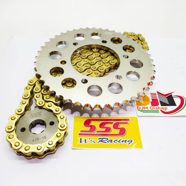 Gear Set Paket SSS Hemat Rantai Gold Emas Kawasaki Ninja R - RR Tipe 428 415