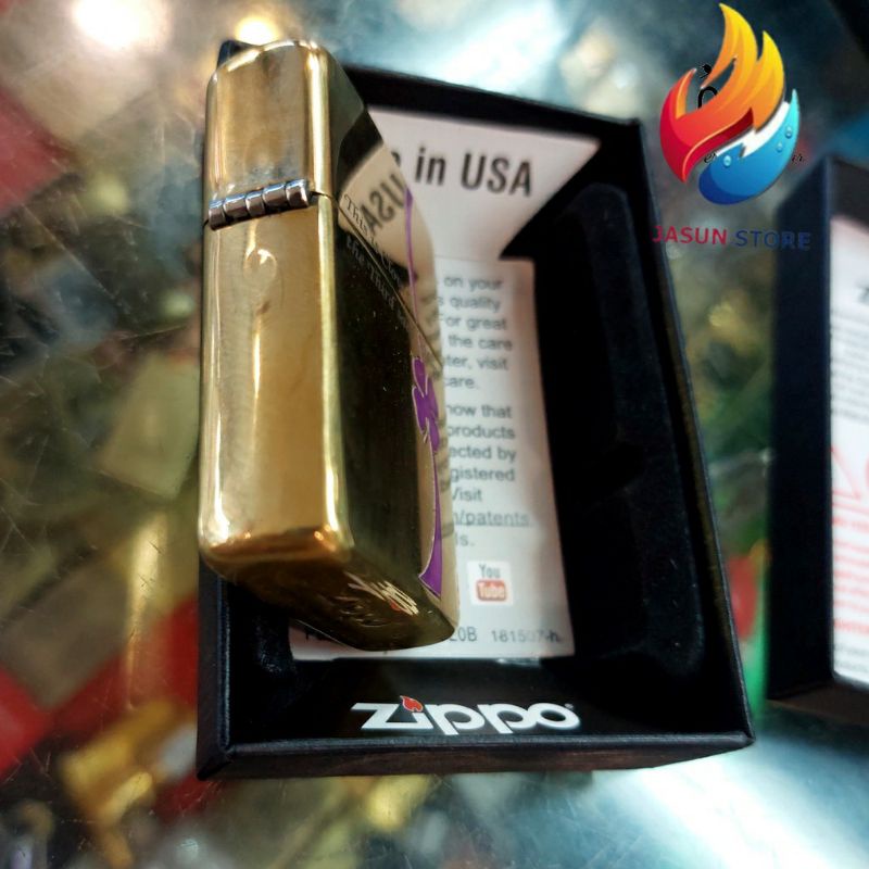 Korek Api Zippo Premium Original Gold Ice Emboss Grafir Motif Honey COD